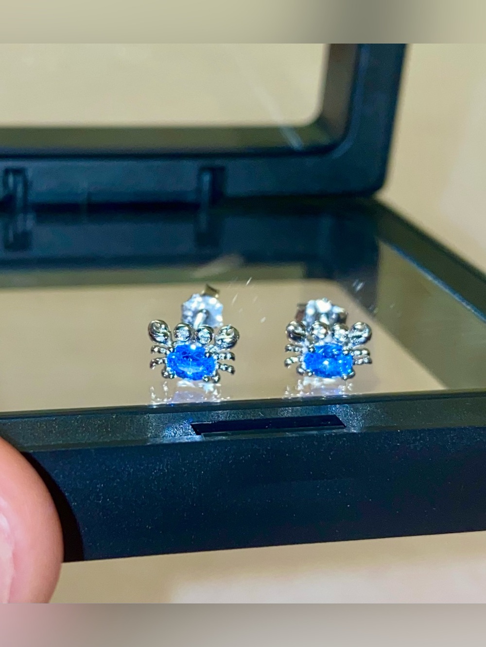 Blue Crystal Crab 🦀 925 Silver Stud Earrings - Women Jewelry